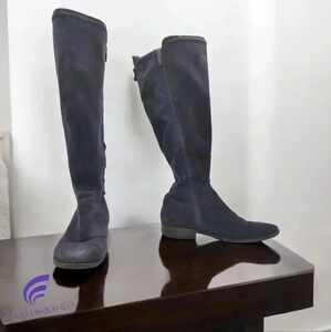 Enzo Angiolini Easayin Blue Leather Suede Knee Boots  sz 6